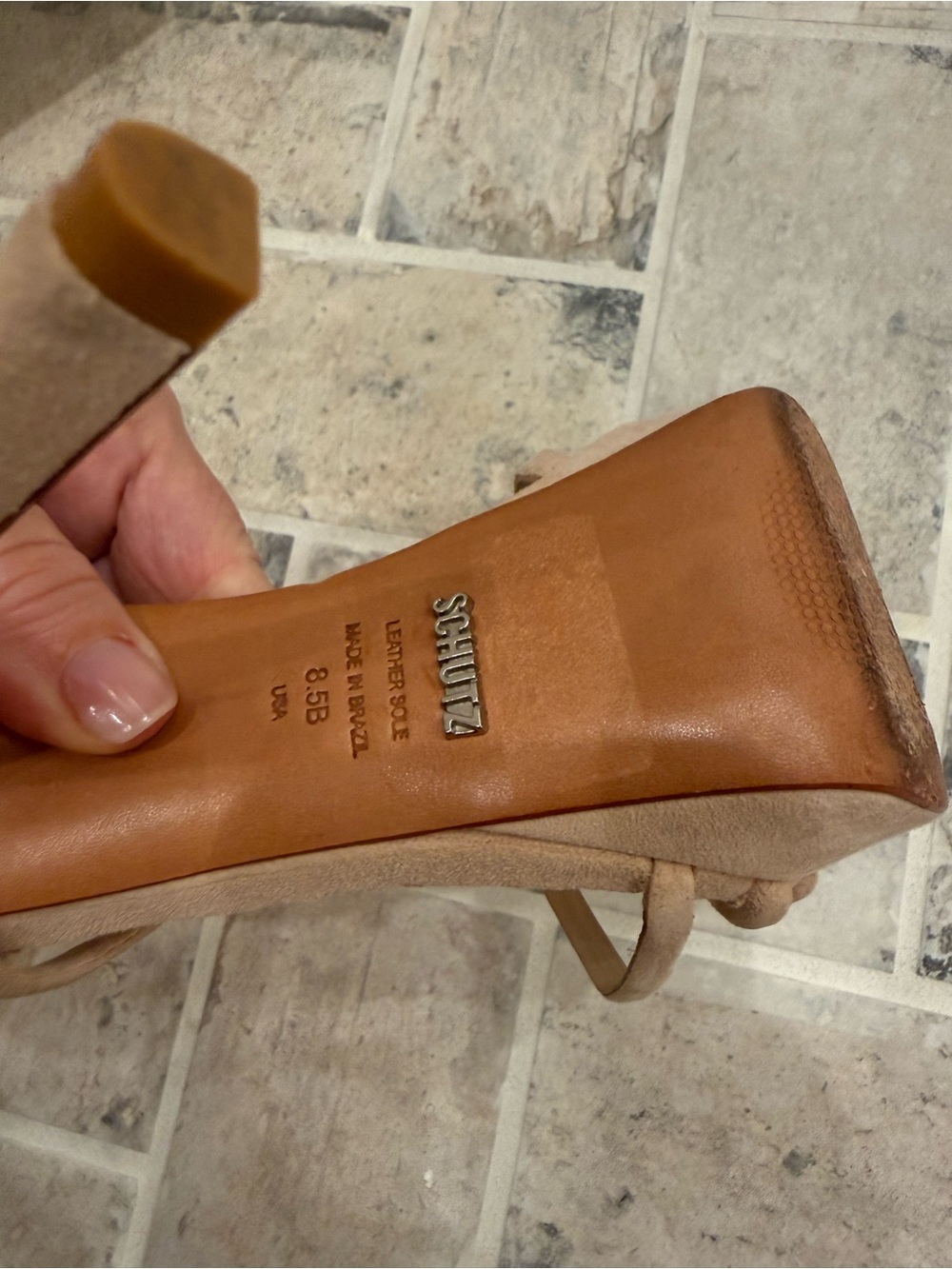 SCHUTZ Nude/Tan Strappy Suede Platform Stiletto Sandals with Dust Bag - Picture 7 of 15